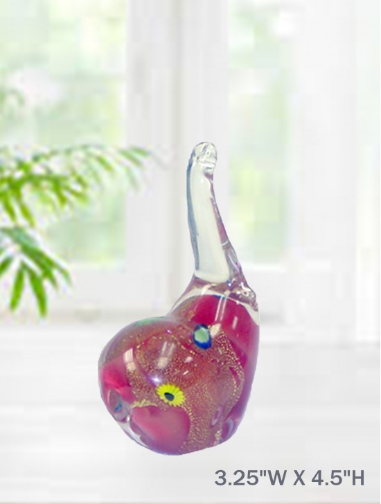 Glass Elephant with Flowers